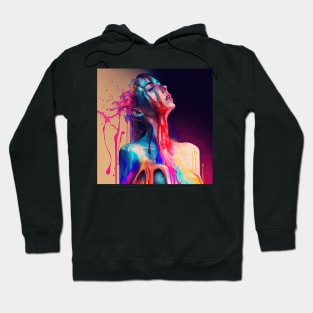 Taking in a Moment - Emotionally Fluid Collection - Psychedelic Paint Drip Portraits Hoodie